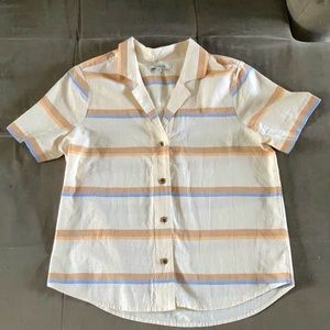 Madewell Short Sleeved Stripe Button Up Shirt NWT